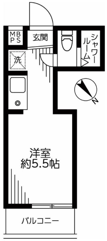 西新宿第2ローヤルコーポ(ワンルーム/1階)の間取り写真