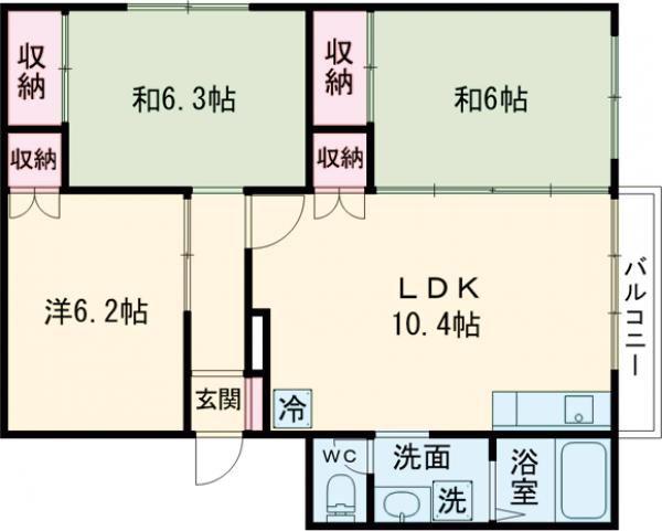 桔梗マンション(3LDK/4階)の間取り写真