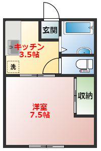 萩園ハイツ(1K/1階)の間取り写真