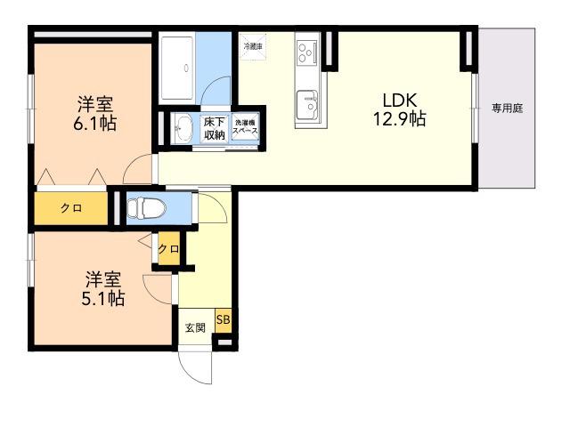 CHOUETTE(2LDK/1階)の間取り写真