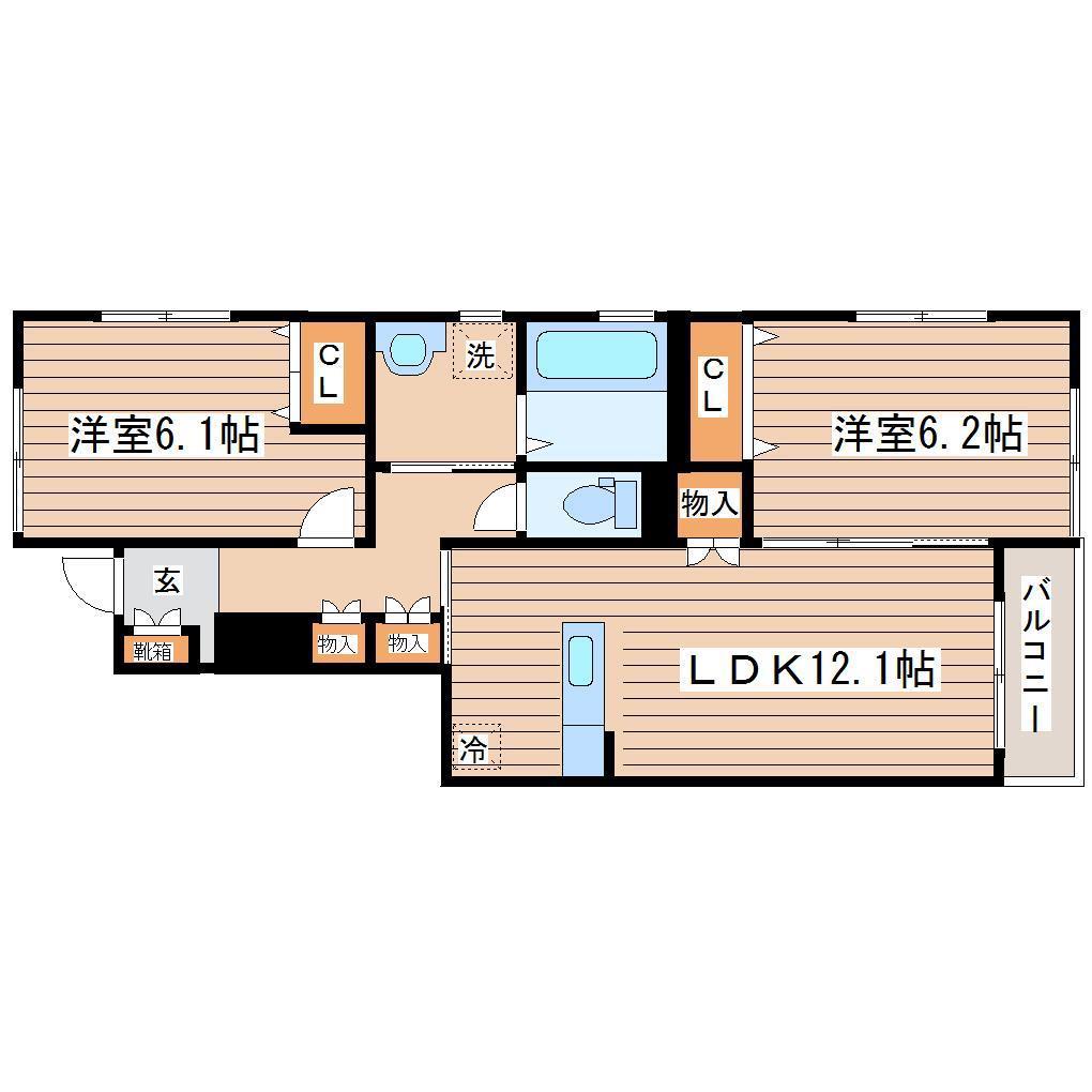 ボナール燕沢(2LDK/1階)の間取り写真