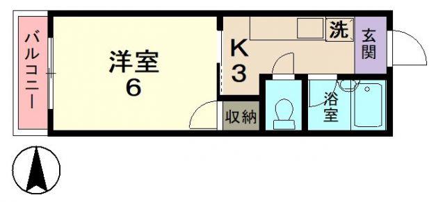 フリーデンハイム平和(1K/3階)の間取り写真