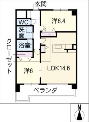 RESIDENCE BIENE(2LDK/3階)の間取り写真