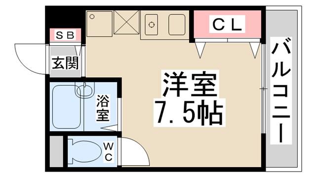 アモ花屋敷(ワンルーム/3階)の間取り写真