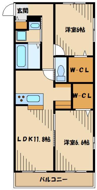 クレールコート(2LDK/2階)の間取り写真