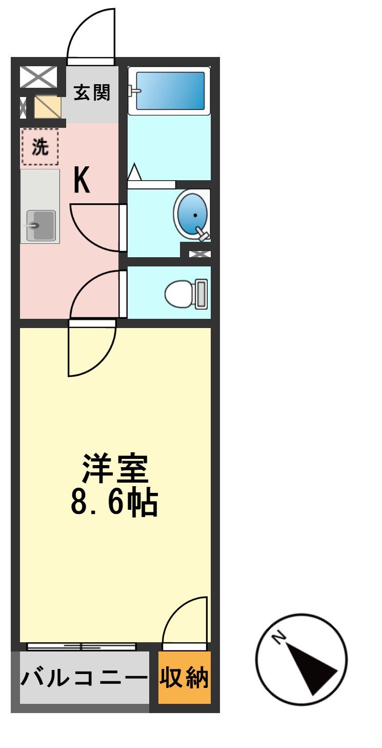 ミランダ桃(1K/2階)の間取り写真