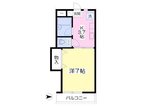 セントグレース(1K/2階)の間取り写真