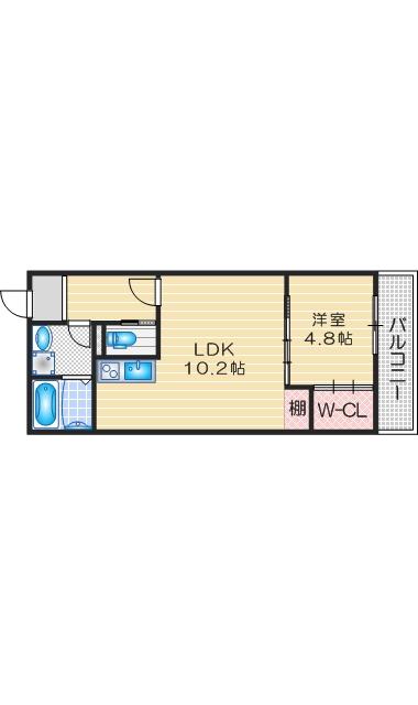 プリヴェ豊中曽根(1LDK/3階)の間取り写真