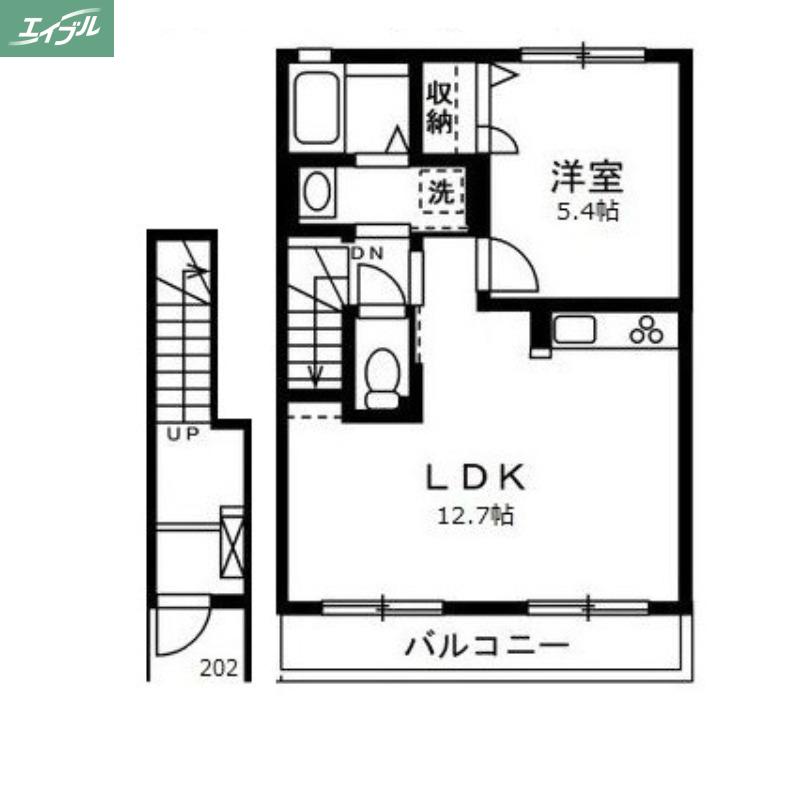 コンシェルジュ福富西(1LDK/2階)の間取り写真