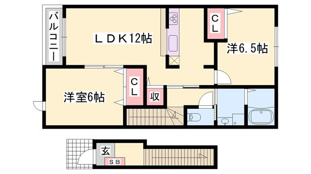 クレメント・MII(2LDK/2階)の間取り写真