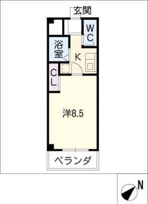 サン・ラモン本山(1K/1階)の間取り写真