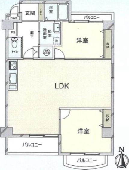 藤和新町コープ(2LDK/3階)の間取り写真