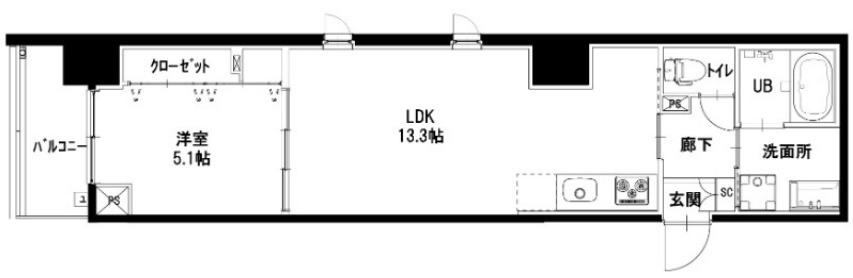 椿荘(1LDK/10階)の間取り写真