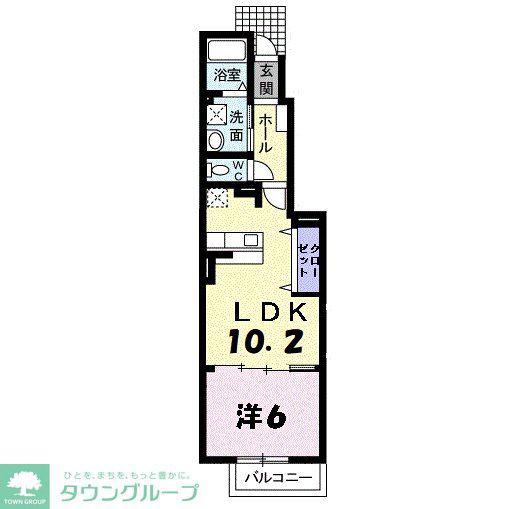 イアリスII(1LDK/1階)の間取り写真
