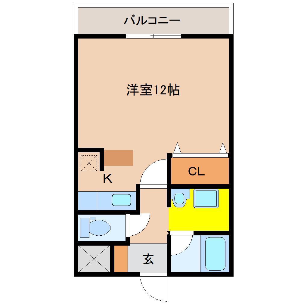 QRESTA(ワンルーム/2階)の間取り写真