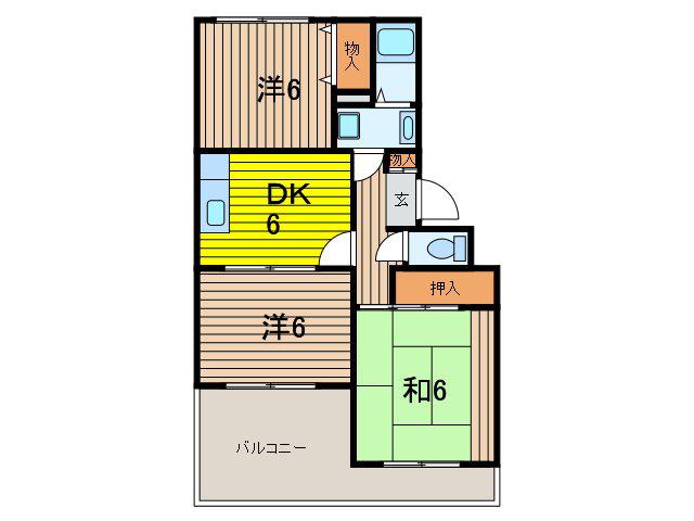 ヴァンベールソフィア(3DK/2階)の間取り写真