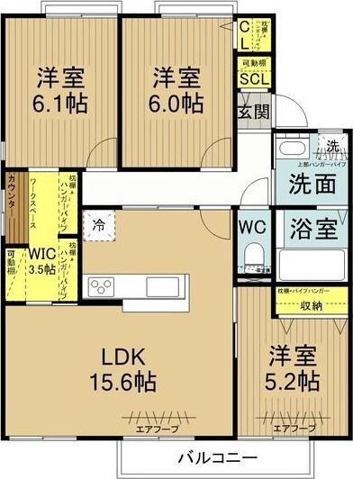 エクセル男川(3LDK/2階)の間取り写真