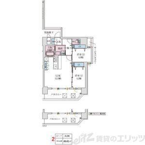 スプランディッド梅田ウエスト(2LDK/3階)の間取り写真