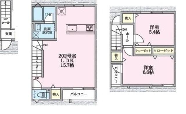 エクセルピア萩中3番館(2LDK/2階)の間取り写真