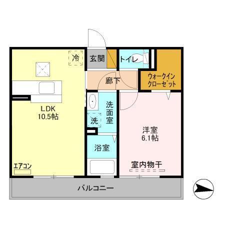ロチュス(1LDK/1階)の間取り写真