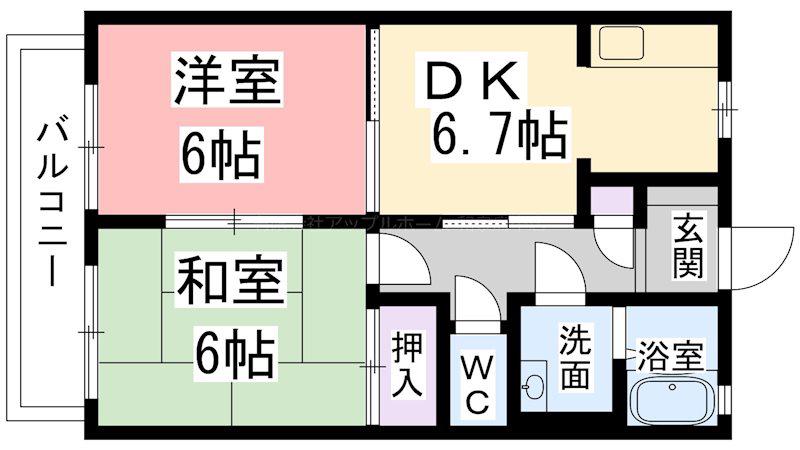 ハイム 穴師の里(2DK/2階)の間取り写真