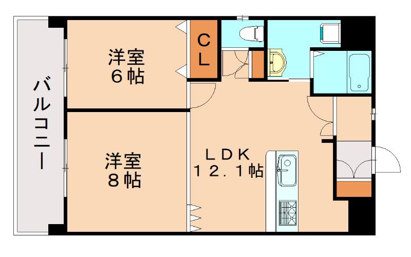 フロントリブ(2LDK/3階)の間取り写真
