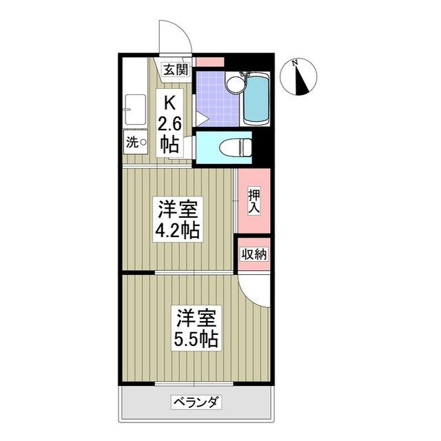 エステイトE藤沢(2K/3階)の間取り写真