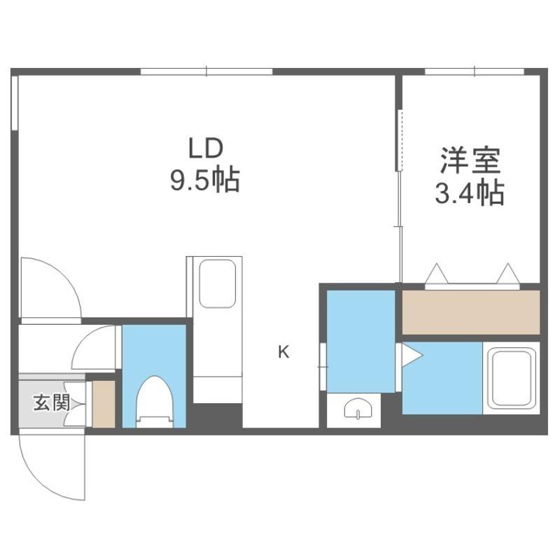 ライトベルー南9条ー(1LDK/3階)の間取り写真