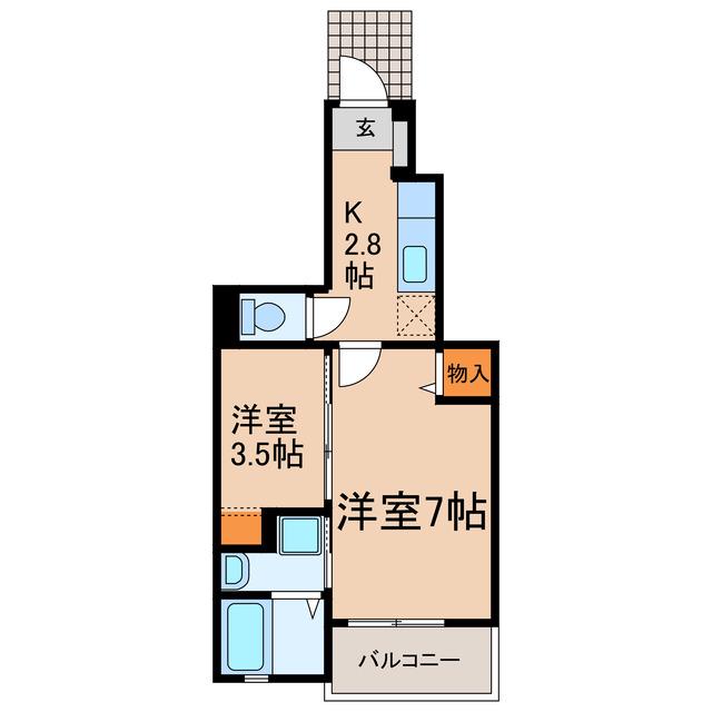 JR中央本線 勝川駅(JR) 徒歩15分 3階建 築13年(2K/1階)の間取り写真