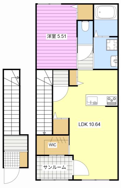 AFC RESIDENCE 中泉(1LDK/2階)の間取り写真