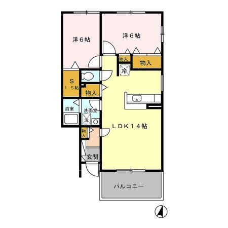 フェニックスエイトB(2LDK/2階)の間取り写真
