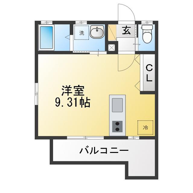 戸塚町計画(ワンルーム/2階)の間取り写真