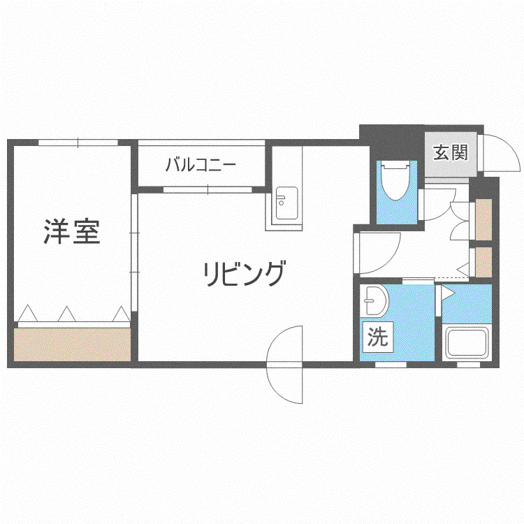 アシル西町C棟(1LDK/4階)の間取り写真