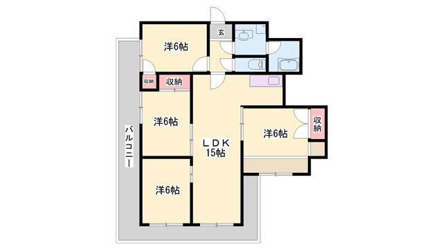 手柄コーポ2号館(4LDK/9階)の間取り写真