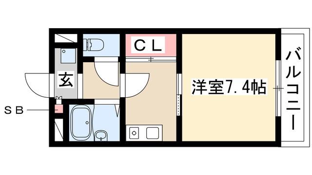 タカギビル(1K/2階)の間取り写真