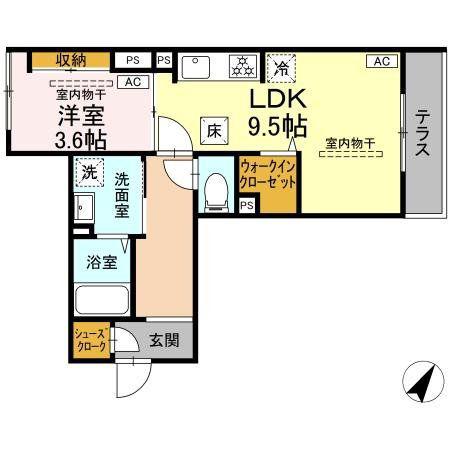 コルザ南台(1LDK/1階)の間取り写真