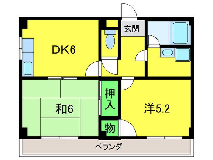 マンションヒロ(2DK/2階)の間取り写真