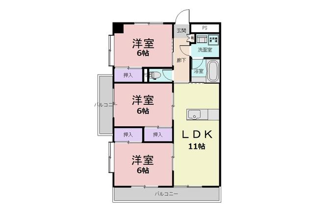 ファーストタウン(3LDK/3階)の間取り写真