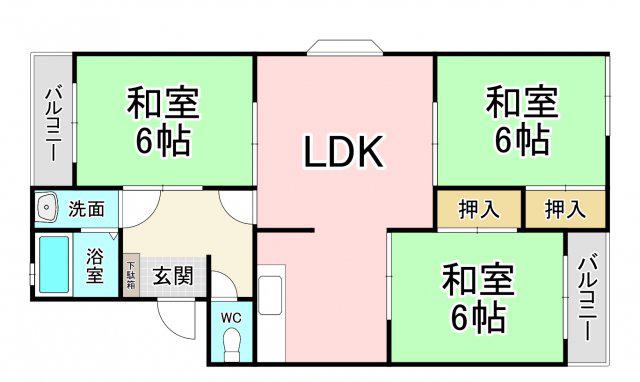 フォーブル引野20(3DK/3階)の間取り写真