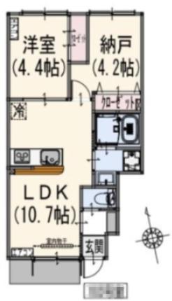 ウエルストン小金井(1SLDK/1階)の間取り写真
