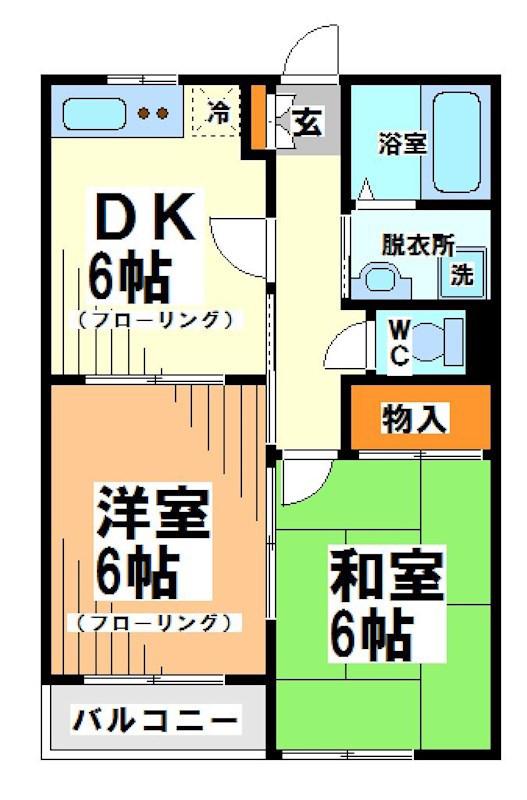 メープルアイ(2DK/2階)の間取り写真