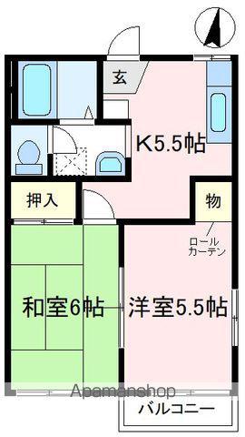シャトーサシダB(2DK/2階)の間取り写真