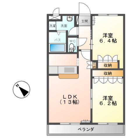 TIEDE(2LDK/1階)の間取り写真