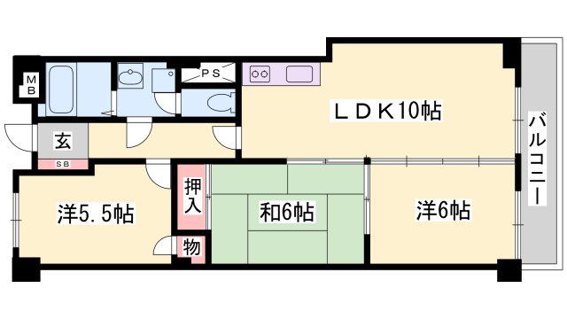 クラウンズビラ花影(3LDK/4階)の間取り写真