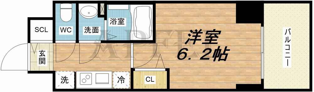 プレサンス堺筋本町ディスティニー(1K/9階)の間取り写真