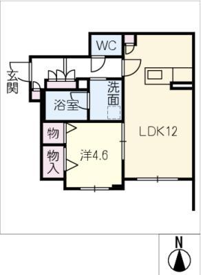 リラ グリシーヌ(1LDK/1階)の間取り写真