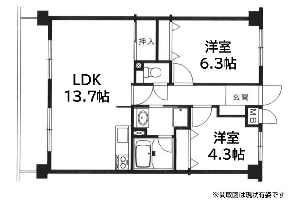 ノーブル須磨(2LDK/1階)の間取り写真