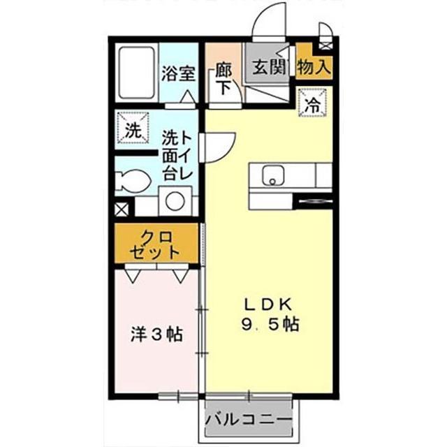 セジュール向山(1LDK/2階)の間取り写真