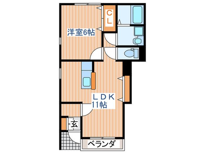 フレスコ向田(1LDK/1階)の間取り写真