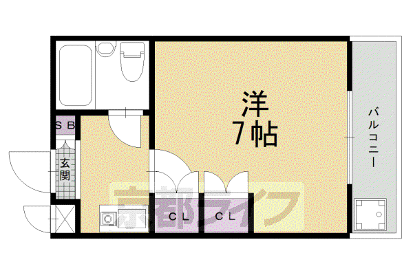 ジョイアネックス東寺(1K/3階)の間取り写真